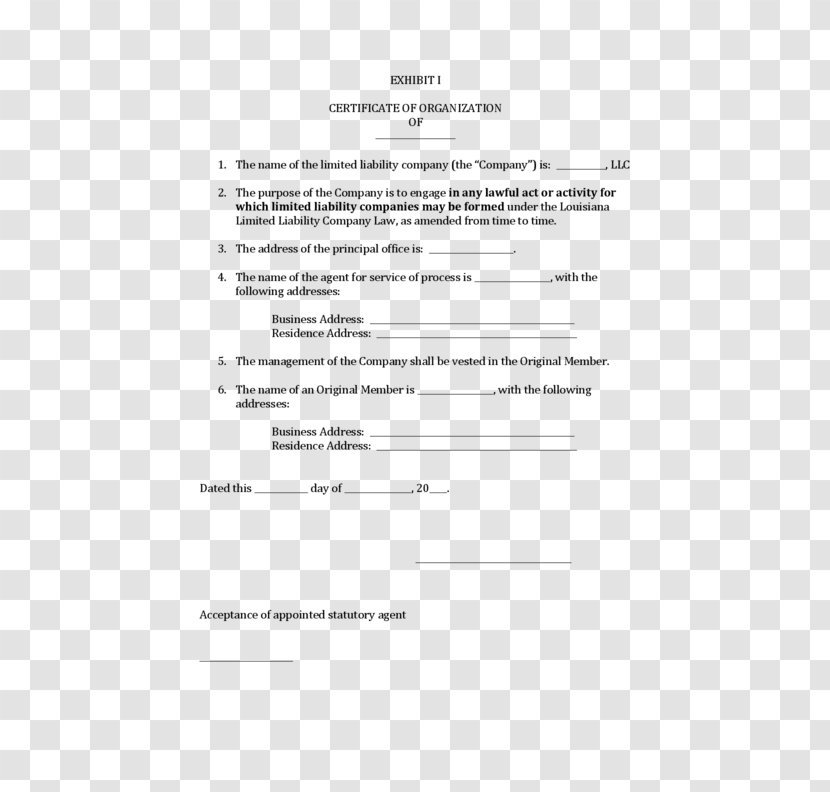 Operating Agreement New York City Document Limited Liability Company - Forms Transparent PNG