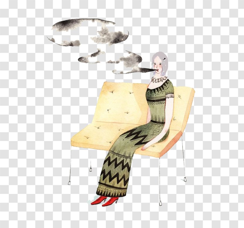 Smoking Woman Illustration - Cartoon Transparent PNG