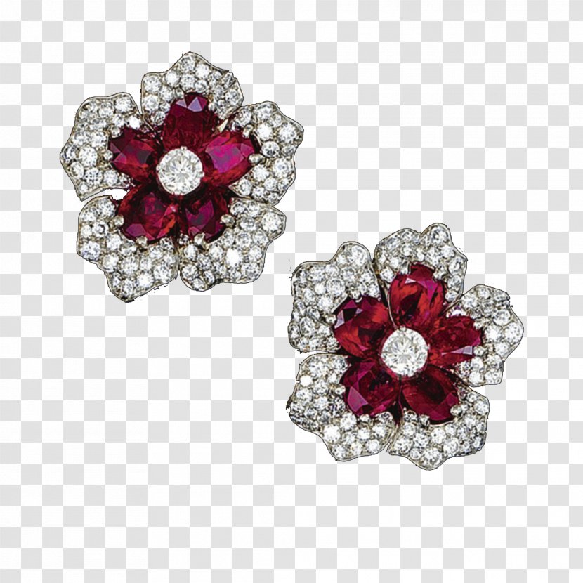 Earring Ruby Ankara Podium AVM - Body Piercing Jewellery - Product Kind Diamond Pieces Earrings ​​flowers Transparent PNG