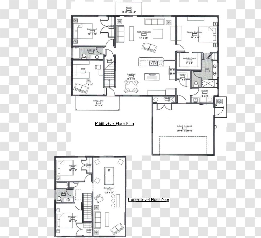 Floor Plan Bonus Room Bedroom Den - House Transparent PNG