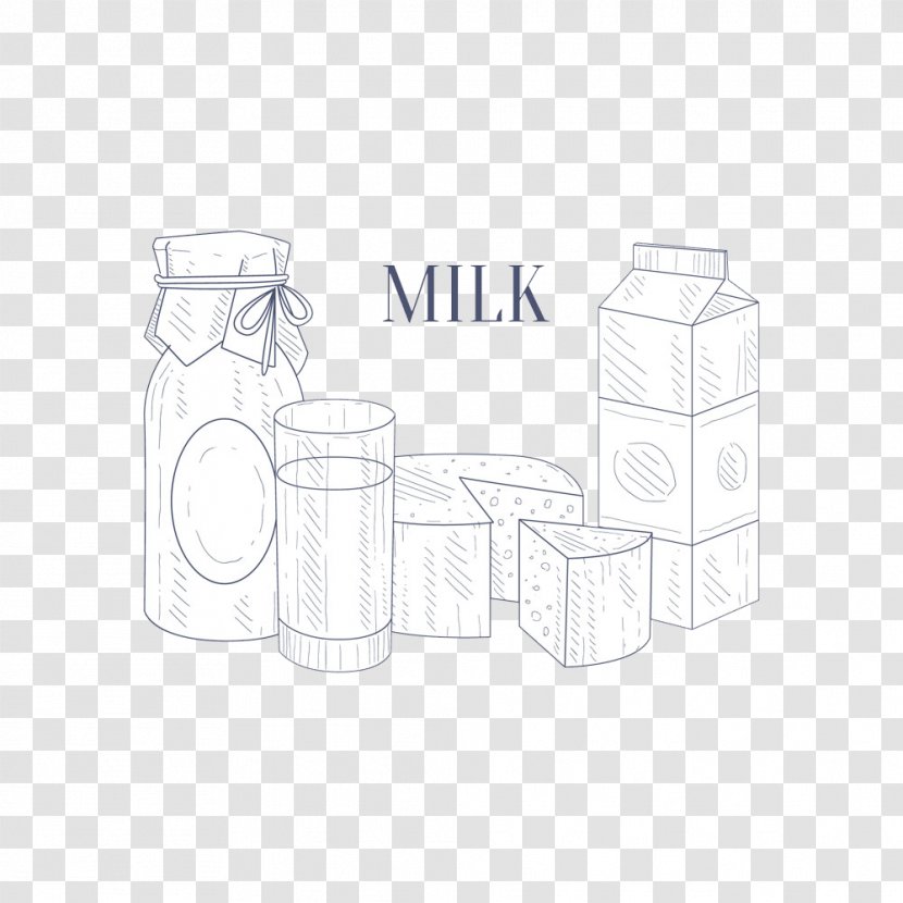 White Drawing Glass Material Pattern - Drinkware - Milk Cheese Yogurt HD Free Buckle Creative Design Transparent PNG