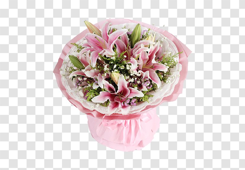 Floral Design Lilium Flower Bouquet - Plant - A Handful Of Pink Lily Flowers Transparent PNG