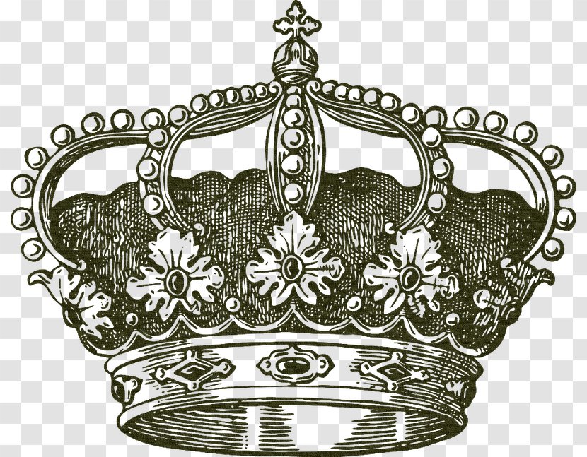 Drawing Crown Of Queen Elizabeth The Mother - Black And White Transparent PNG