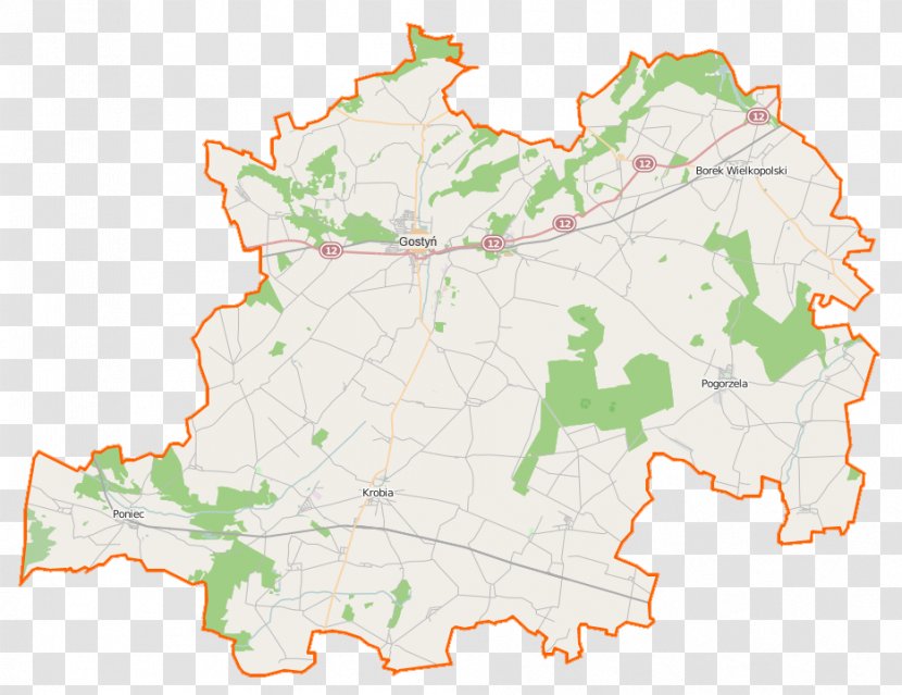 Gmina Poniec Piaski, Gostyń County Borek Wielkopolski Krobia - Greater Poland Voivodeship - Map Transparent PNG