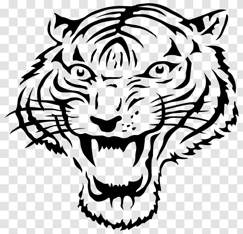 Tiger Lion Tattoo Clip Art Whiskers - Blackandwhite - Logo Harimau Transparent PNG