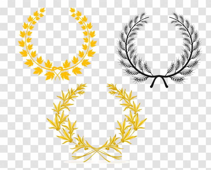 Olive Branch Laurel Wreath - Yellow - Fine Wheat Poster Decoration Transparent PNG