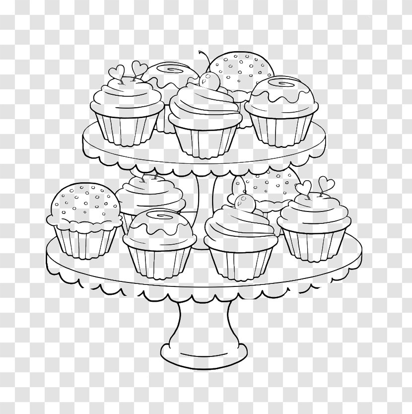 Cupcake Muffin Frosting & Icing Coloring Book - Food - Cake Transparent PNG