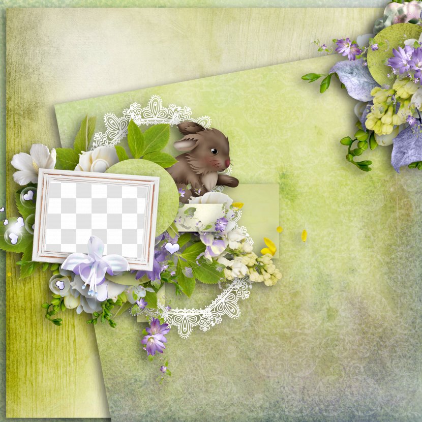 Scrap Floral Design Ribbon - Rose Order - Mosaic Bunny Decorative Frame Transparent PNG