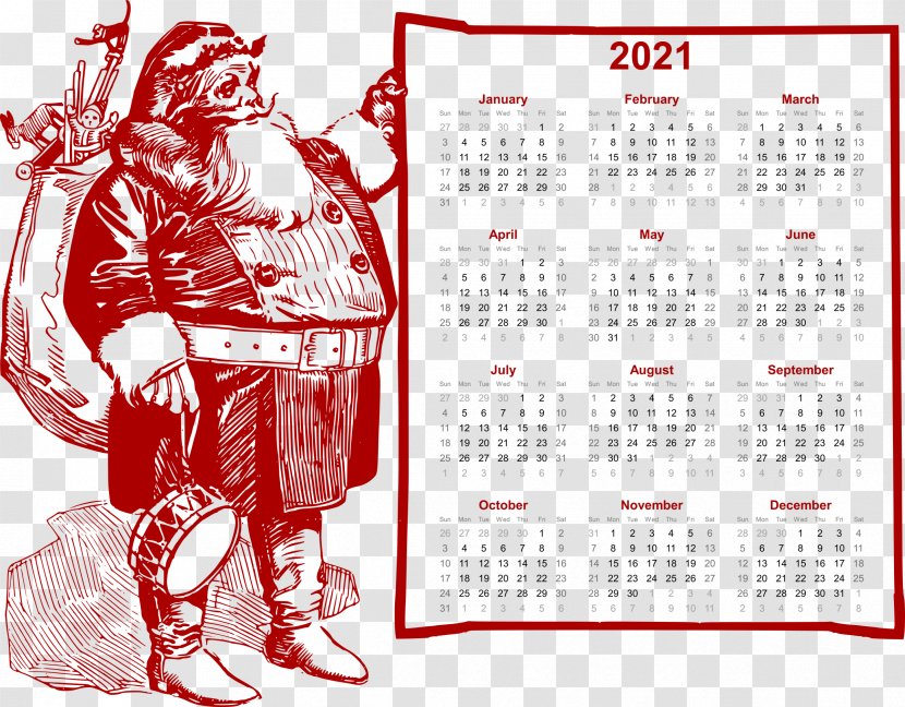 2021 Calendar Christmas Fat Santa. - Brand - Picture Frames Transparent PNG