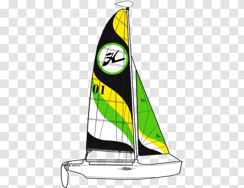 Dinghy Sailing Hobie Cat Catamaran 16 - Cartoon - Jib Sail Transparent PNG