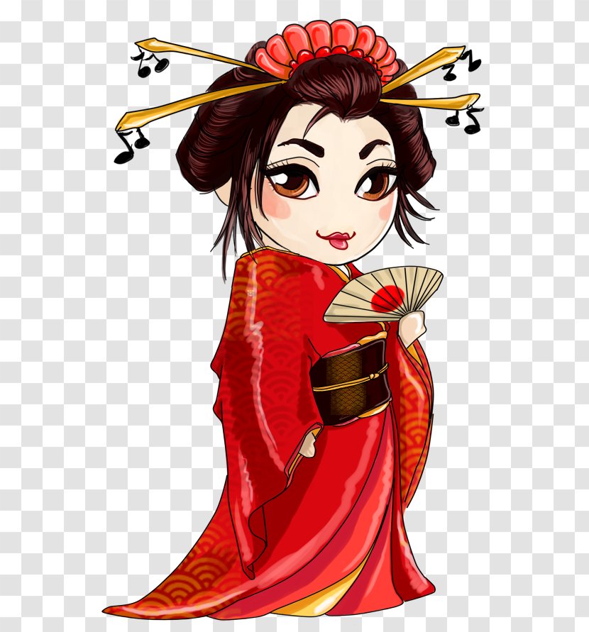 Japan Geisha Illustration - Heart - Transparent Transparent PNG