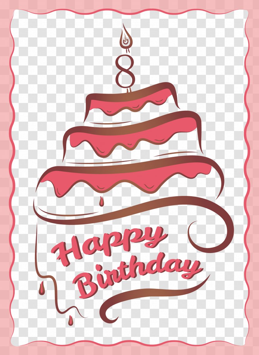Birthday Cake Greeting Card - Heart - Vector Material Transparent PNG