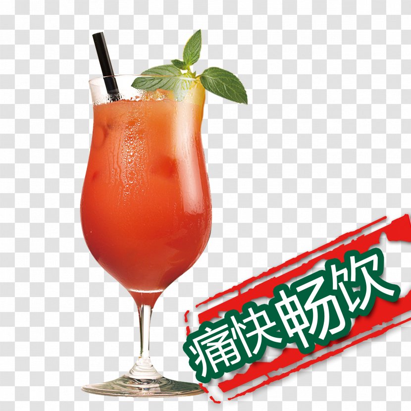 Sea Breeze Cocktail Bay Singapore Sling Woo - Cartoon - Happy Drink Tea Shop Brochure Transparent PNG