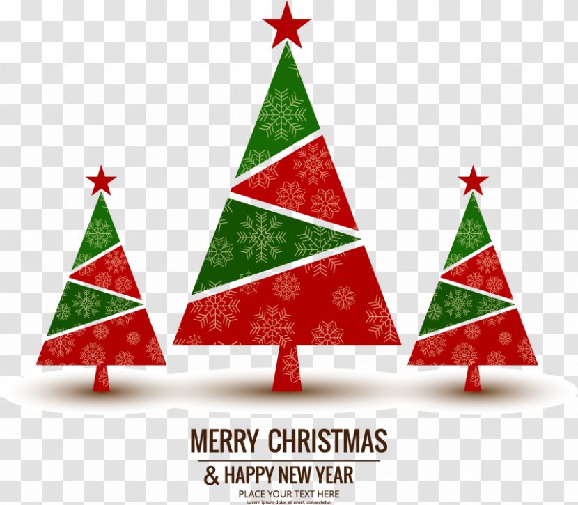 Christmas Tree Greeting Card Wish New Years Day - Three Geometric Transparent PNG