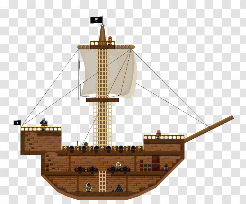 Ship Of The Line Pirate Cog Pixel Art - Galleon Transparent PNG