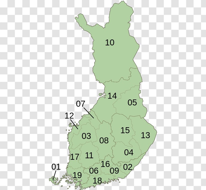 Regions Of Finland ISO 3166-2:FI Map - Grass Transparent PNG