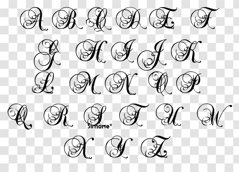 Cursive Letter Calligraphy All Caps Font - Line Art Transparent PNG