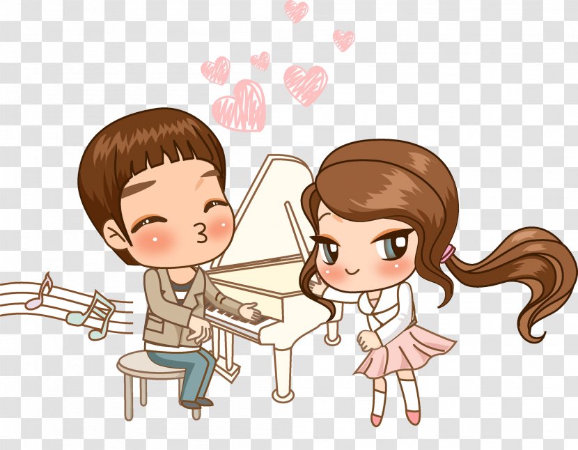Drawing Cartoon Illustration - Frame - Piano Men And Women Transparent PNG
