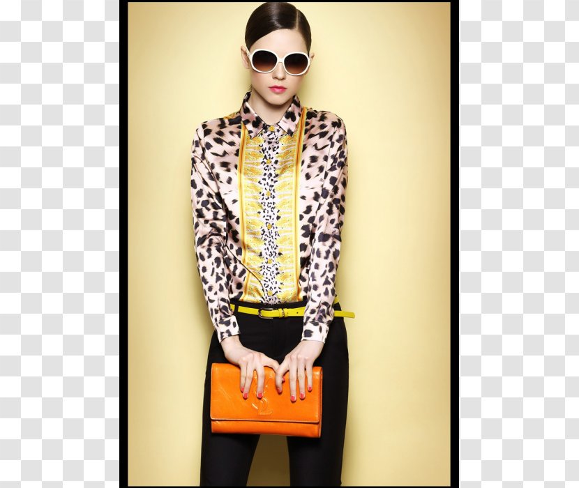 Blouse Animal Print Fashion Leopard Collar - Model Transparent PNG