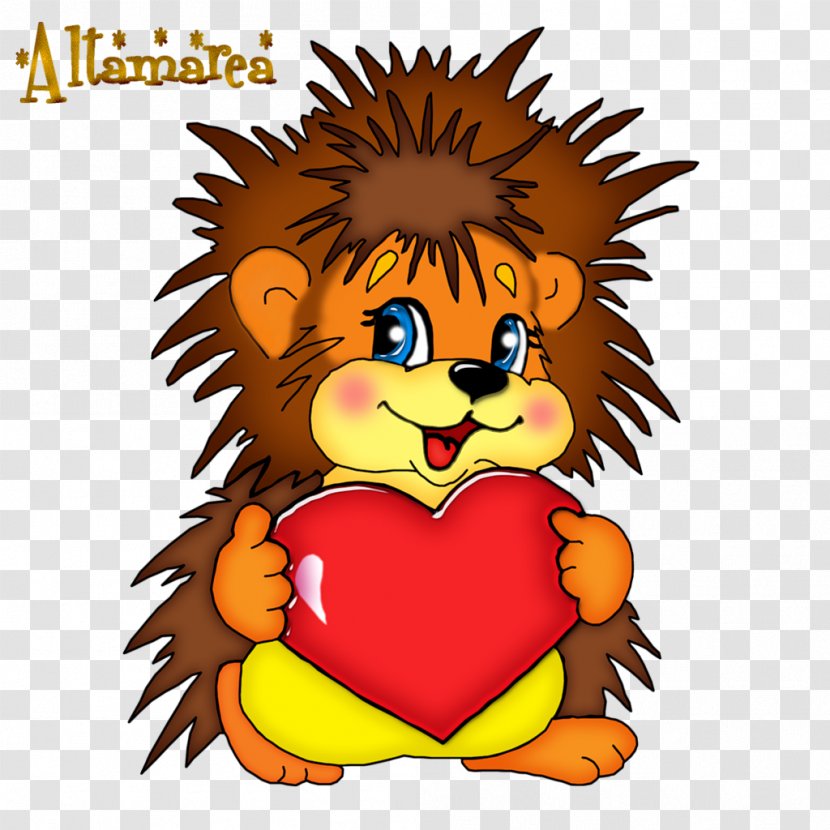 European Hedgehog Embroidery Heart Drawing - Big Cats Transparent PNG