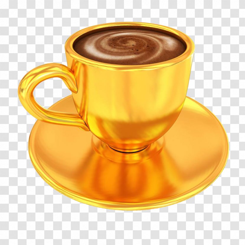 Coffee Cup Tea Doppio Cappuccino - Drink - The In Golden Transparent PNG