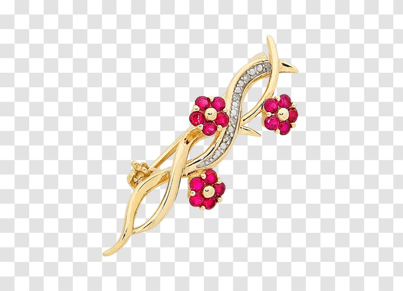 Brooch Earring Gold Ruby Brisbane - Effy Flower Ring Transparent PNG