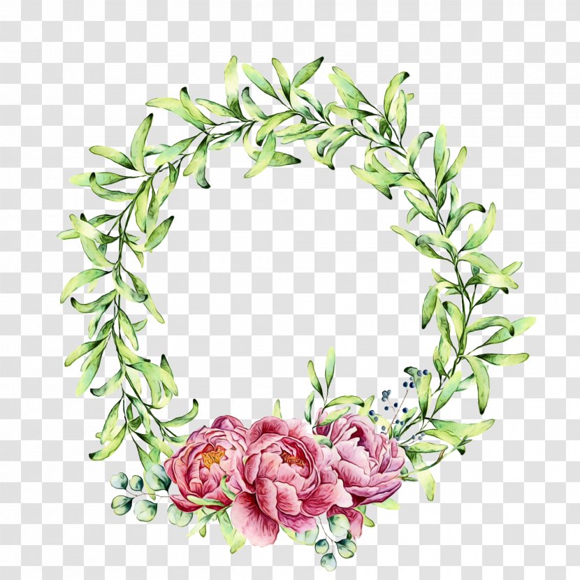 Peony Flower Wreath Watercolor Painting Illustration - Picture Frames - Canvas Transparent PNG