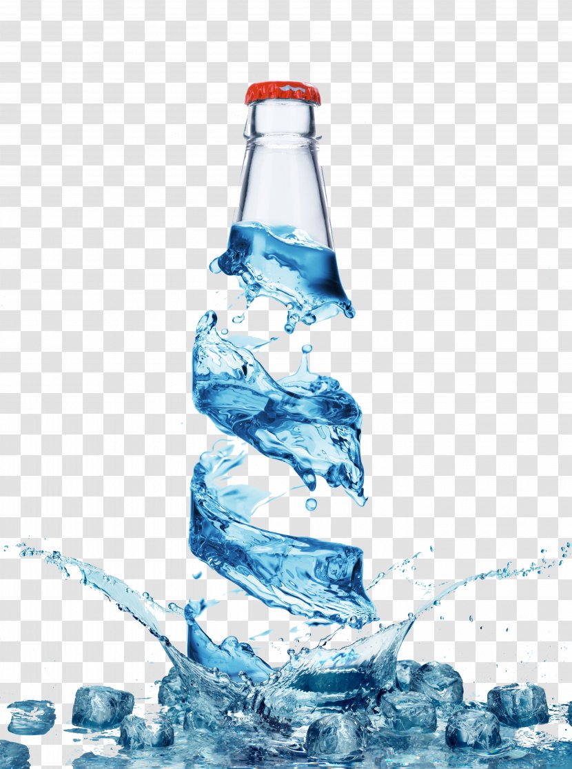 Bottled Water Purified Splash - Glass - Mineral Bottles Transparent PNG
