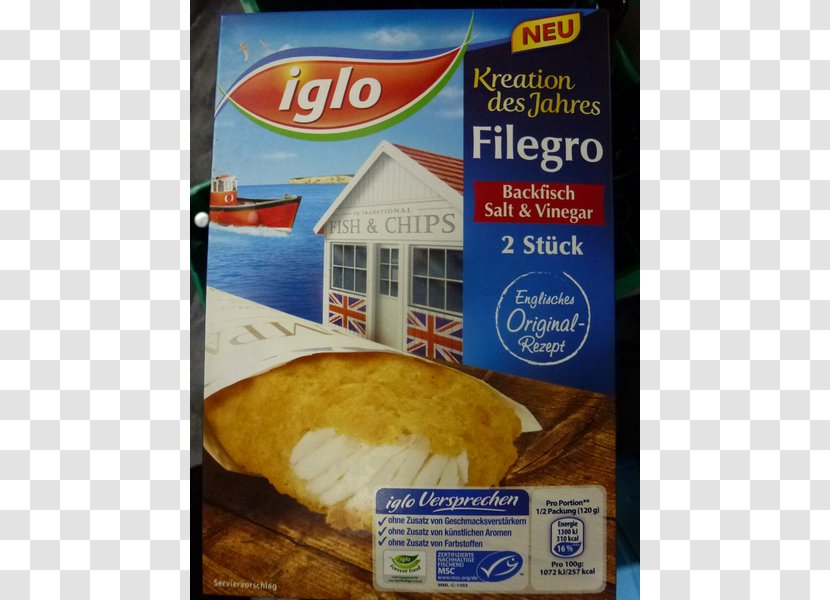 Junk Food Fried Fish And Chips Iglo Frozen - Vinegar Transparent PNG