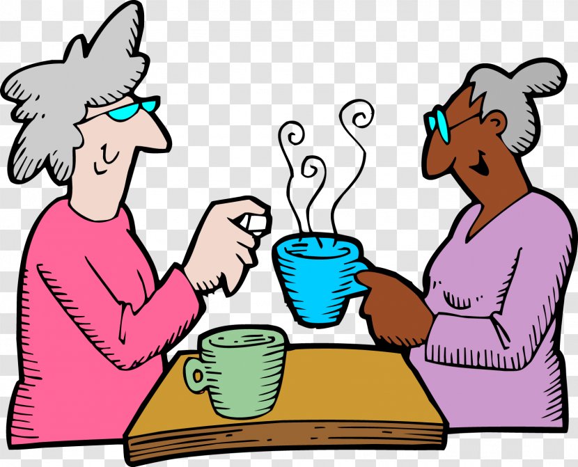 Coffee Tea Drink Woman Clip Art - Text - Two Old Women Who Transparent PNG