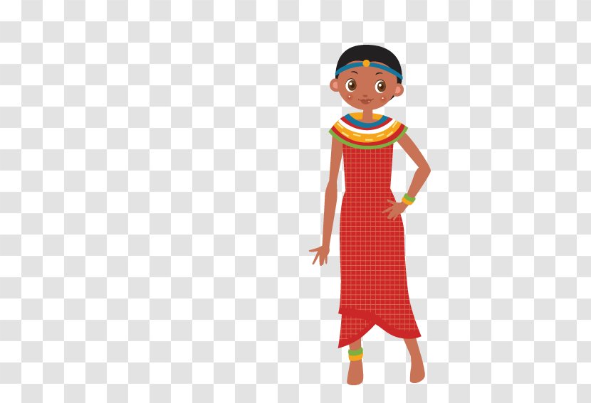 Democratic Republic Of The Congo Folk Costume Cartoon Illustration - Tree - Foreign Woman Wearing Plaid Clothing Transparent PNG