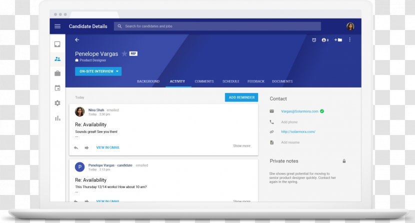 Recruitment G Suite Google I/O Applicant Tracking System - Screenshot Transparent PNG