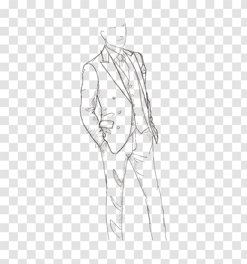 Finger Line Art Shoulder Sketch - Cartoon - Suit Transparent PNG