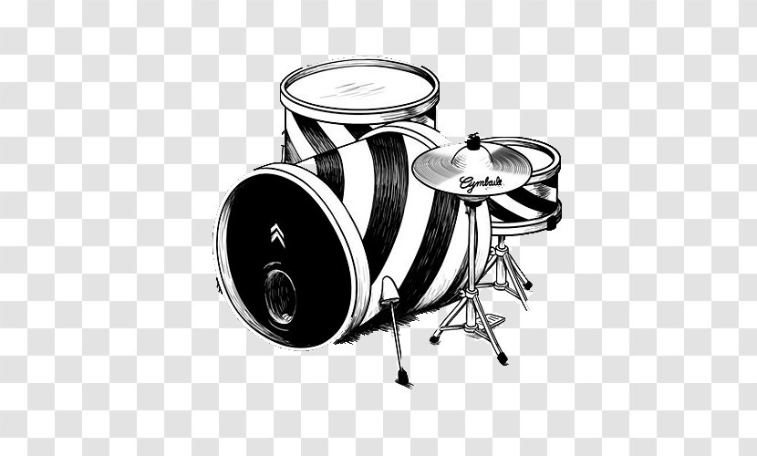 Drum Kits Drawing Drummer Snare Drums - Silhouette Transparent PNG