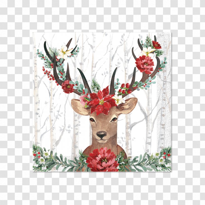 Reindeer Santa Claus Christmas Cloth Napkins - Decoration - Napkin Transparent PNG