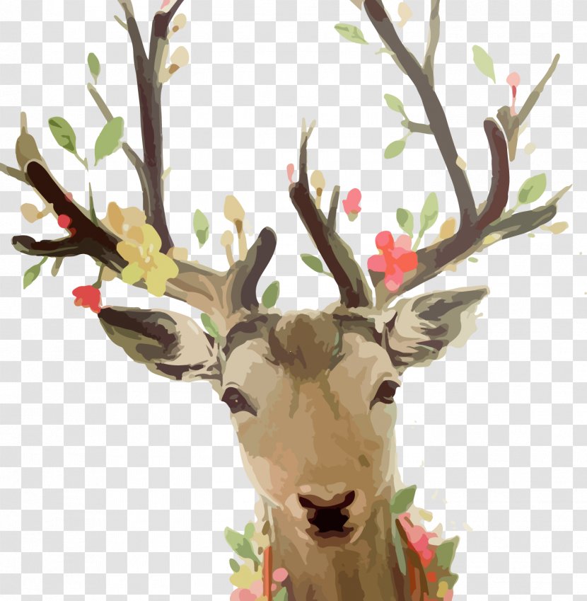Deer Oil Painting Canvas - Elk,deer Transparent PNG