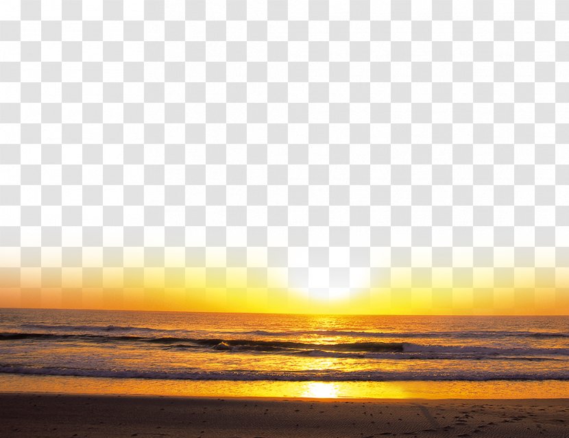 Yellow Sky Computer Wallpaper - Beach At Sunset Transparent PNG