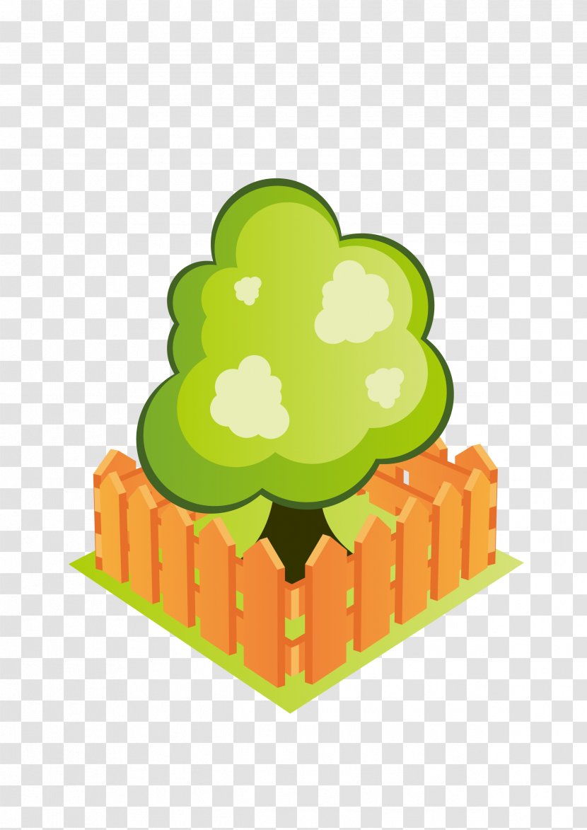 Tree Green Illustration - Grass - Fence Around The Transparent PNG