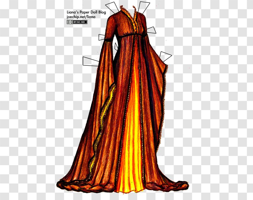 Robe Gown Costume Clothing Pattern - Drawing - Paper Dolls Transparent PNG