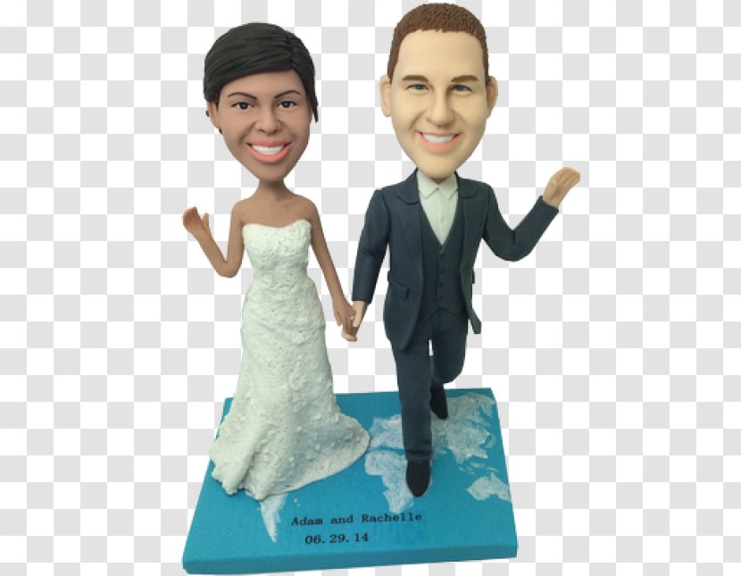 Wedding Cake Topper Bobblehead Bridegroom - Watercolor Transparent PNG