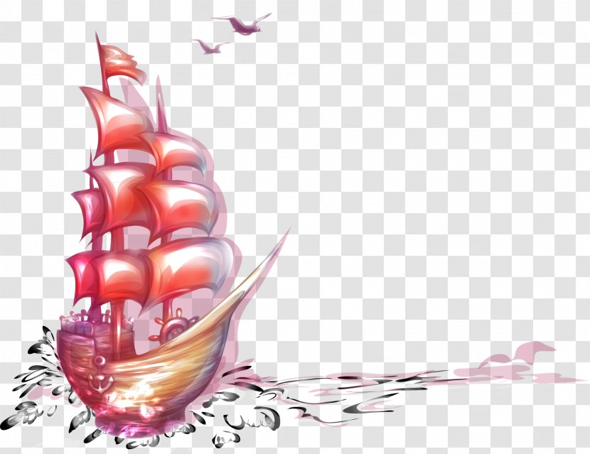 Cartoon Illustration - Boat - Hand Painted Ship Material Transparent PNG