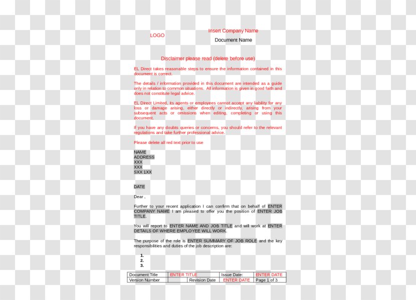 Document Zero-hour Contract Employment Offer And Acceptance - Letter - Job Transparent PNG