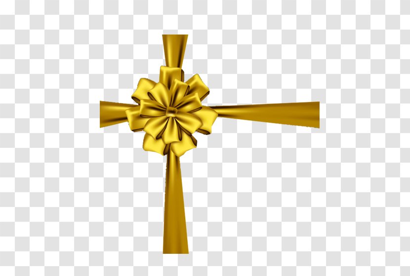 Ribbon - Cross - Gold Transparent PNG