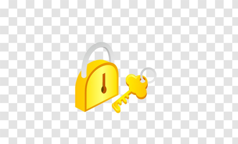 Cartoon Key Lock - Golden Transparent PNG