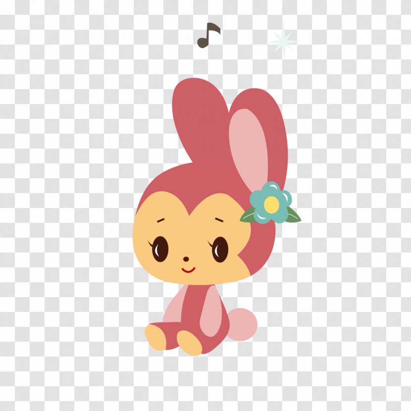 Petit Lapin Rouge Cartoon - Flower - Bunny Transparent PNG