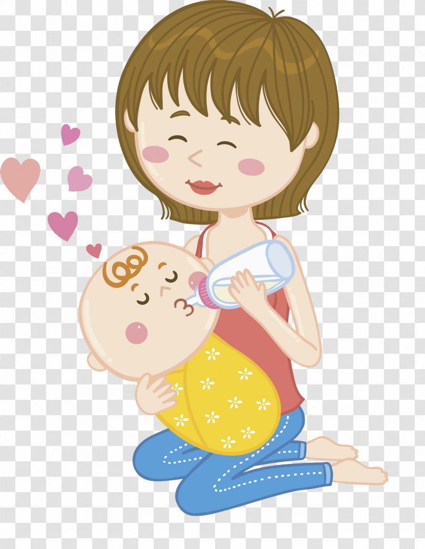 Breastfeeding Drawing Lactation Animation - Cartoon - Suckling Baby Transparent PNG
