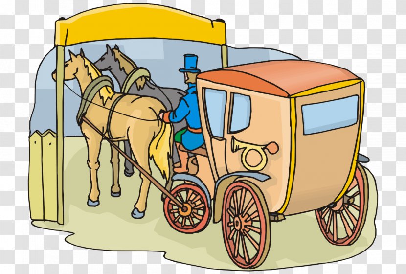 Carriage Drawing Cartoon Horse-drawn Vehicle - Man Painted Driving Abroad Transparent PNG