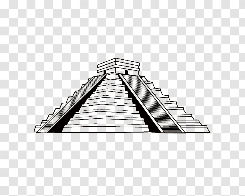 Chichen Itza Maya Civilization Mesoamerican Pyramids Temple - Monochrome - Pyramid Black Lines Transparent PNG