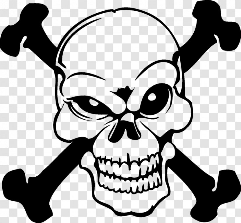 Skull And Crossbones Decal - Line Art Transparent PNG