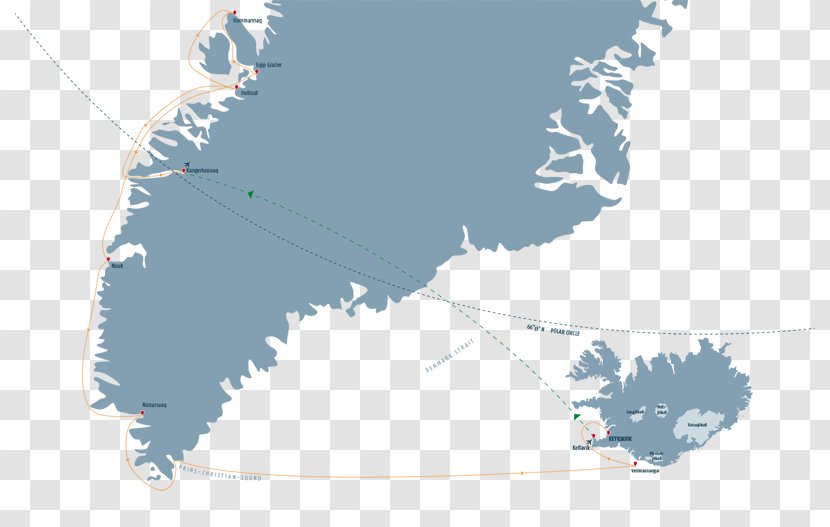 Iceland ProCruises Greenland Map Travel Ocean Diamond - Itinerary Transparent PNG
